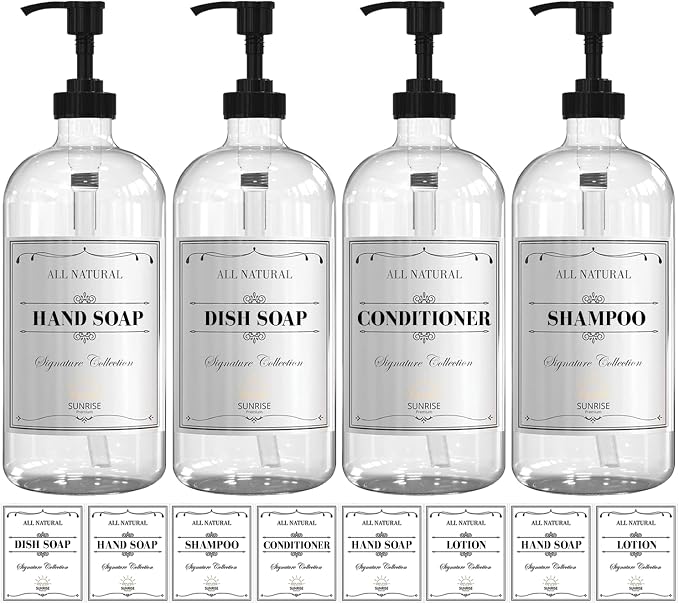 Sunrise Premium 16 OZ Clear Glass Soap Dispenser by SunrisePremium