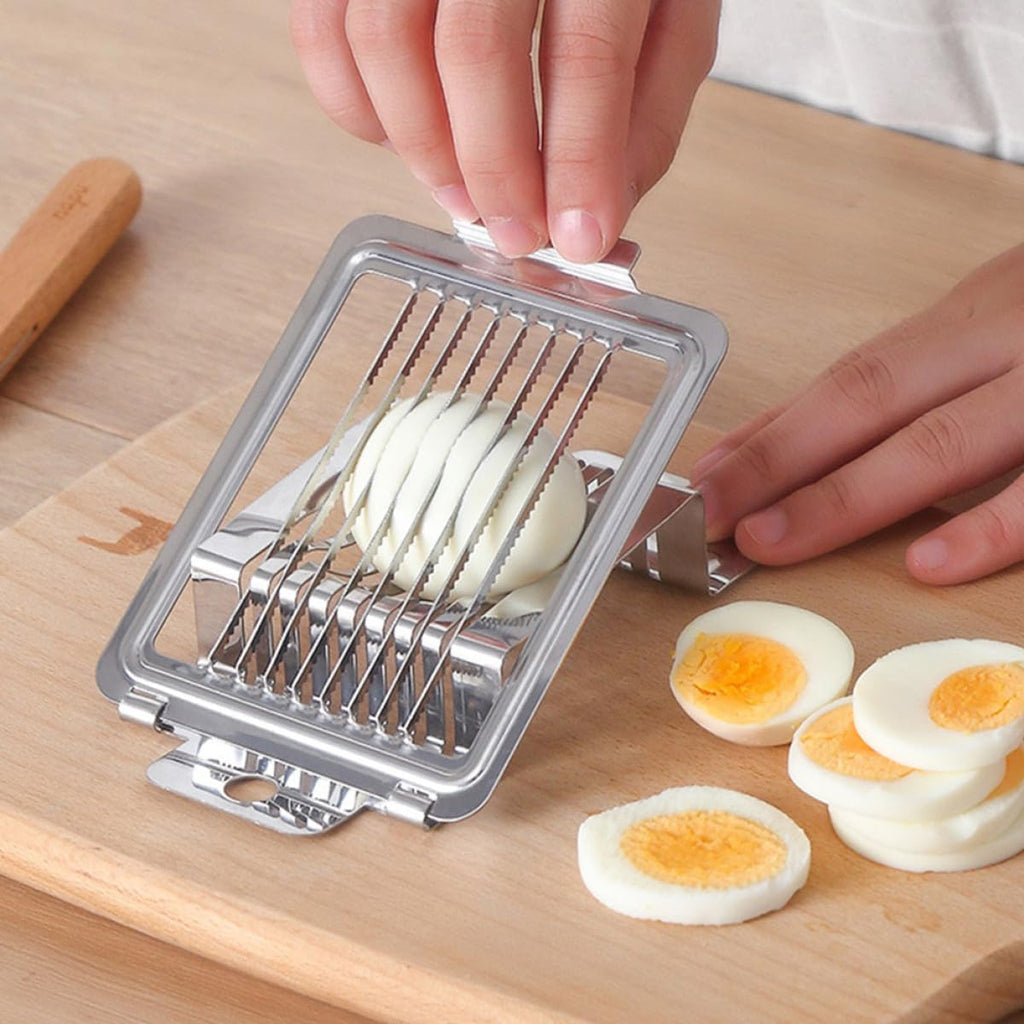 Stainless Steel Egg Slicer Silver Xmas with 8 Cutting Wires