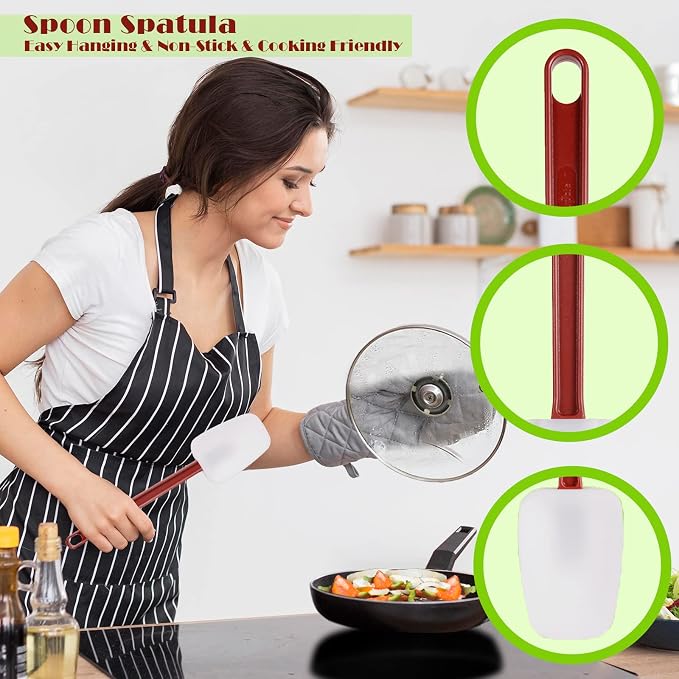 heffiso Silicone Rubber Spatula and Spoon Rubber Spatula Set of 3, High Heat - Image 4