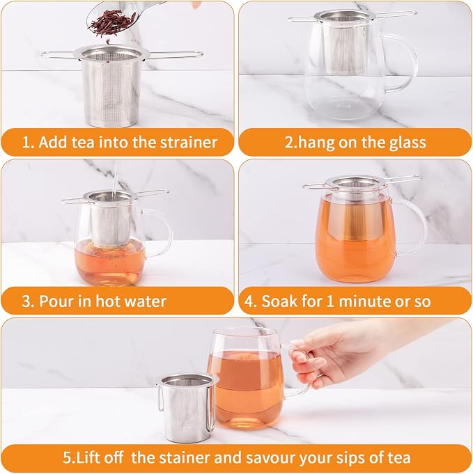 Tea Infuser, Evmliy Stainless Steel Tea Strainer Sitting in Mugs, Tea Infusers - Image 4