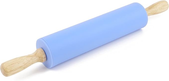 Silicone Rolling Pin for Baking Non-stick Rolling Pin Dough Roller Wooden by Remeel