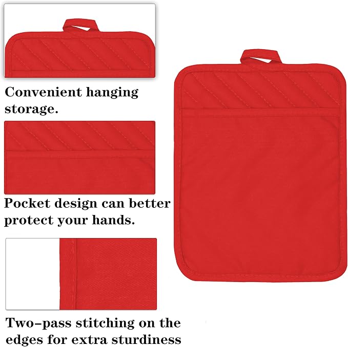 Oven Pot Holder with Pocket Cotton Heat Resistant Coaster Potholder Kitchen Hot - Image 3