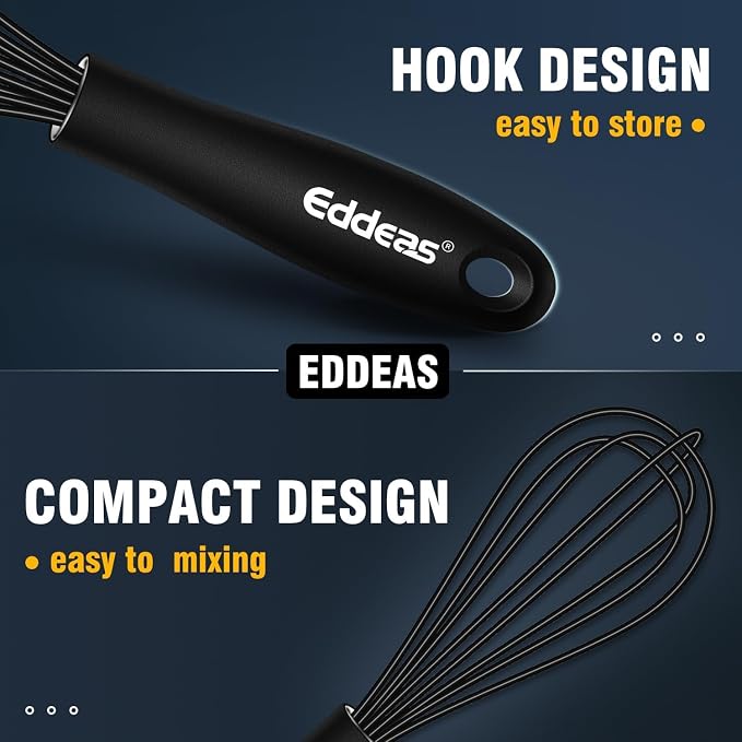 Eddeas Mini Silicone Whisk, Small Silicone Whisk 7+9in, BPA free Non Scratch - Image 8