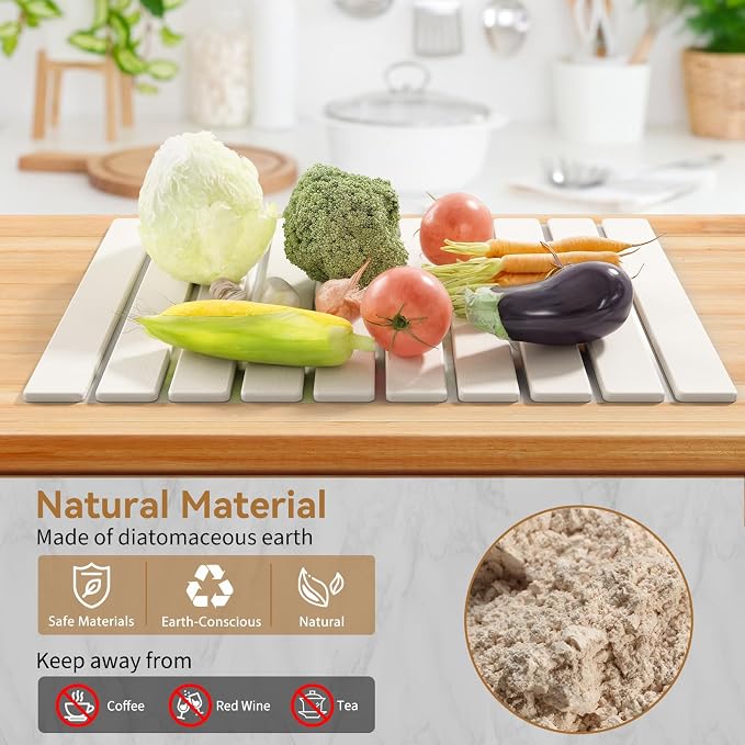 Large Stone Dish Drying Mat for Kitchen Counter, 23.6''x15.3'' Foldable Quick - Image 5