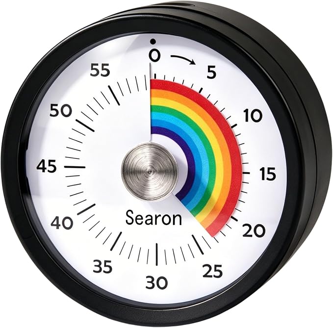 Searon Quiet Visual Timer with Magnet, Countdown Timer with Rainbow Disk and by Searon