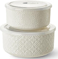 Metahom Ceramic Bowls with Lids Set of 2, Nesting Bowls by Metahom