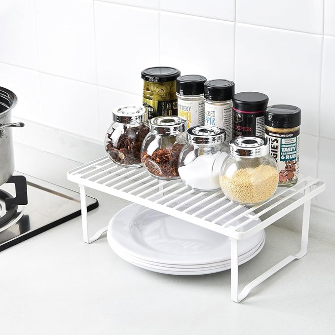 Amazon Basics Space-Saving Stackable Metal Kitchen Cabinet Organizer Shelves - Image 2