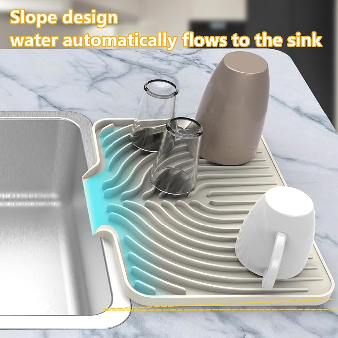 Silicone Drying Mat for Kitchen Counter, Dish Drying Rack Matt - Image 3
