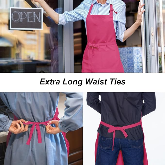 15 Pcs Adult Aprons Bulk with Pockets Adjustable Bib Chef Apron - Image 4