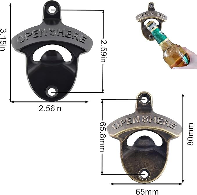 12 PCS Wall Mount Beer Opener Bulk, Stainless Mountable Bottle Cap Opener - Image 5