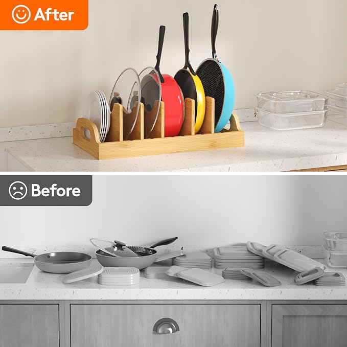 Lifewit Bamboo Pot Lid Organizers - Image 7