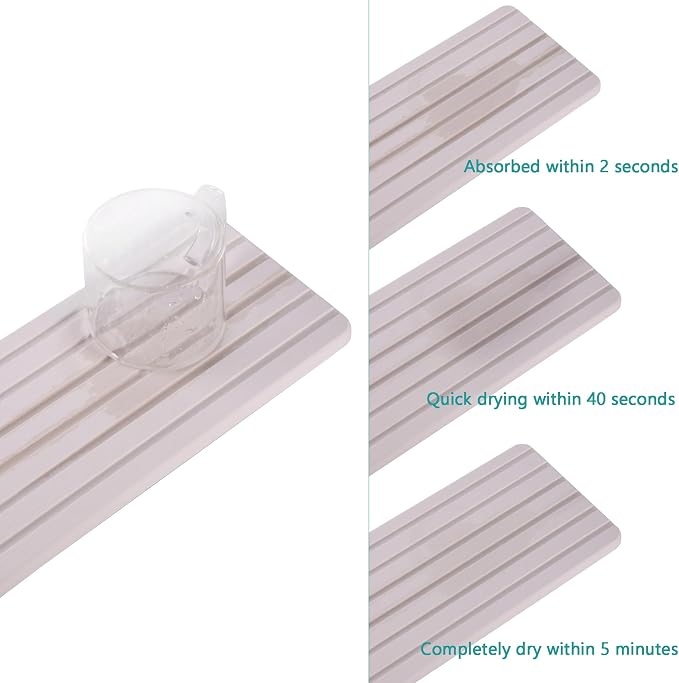 NiuYichee 2 PCS Water Absorbent diatomite Coasters, 10.2" x 4" Water Absorbing - Image 5