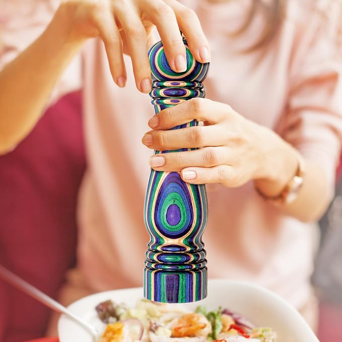 Baltique Mumbai Pepper Grinder – 8 Inch Colorful Wooden Pepper Mill - Image 5