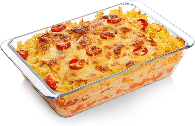 NUTRIUPS 3.7QT Rectangular Deep Glass Baking Dish, Glass Baking Pan by NUTRIUPS