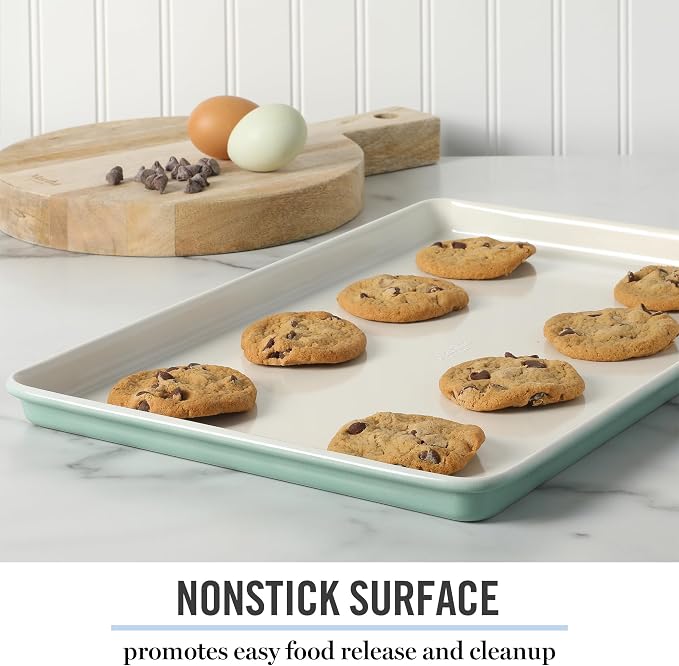 Martha Stewart Gallen 17 x 11 Inch Nonstick Carbon Steel Cookie Sheet – Teal - Image 3