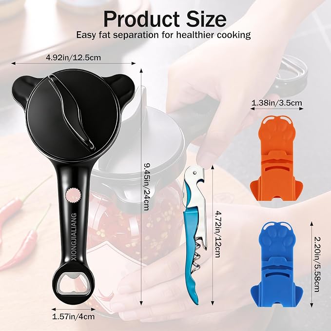 Adjustable Jar Opener for Weak Hands, 4-in-1 Multi-Function Manual Bottle - Image 2