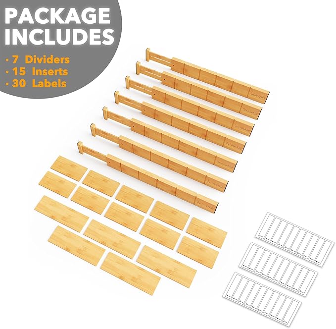 SpaceAid Bamboo Drawer Dividers - Image 7