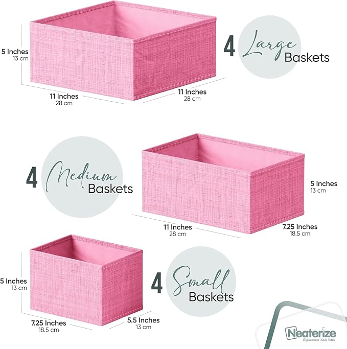 Drawer Organizer Clothes Set of 12 Pink - Image 2