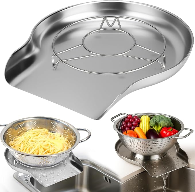 Palksky Colander and Strainer Self Drainer Base Plate Stainless Steel by Palksky
