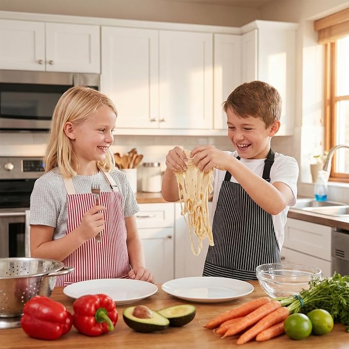 2 Pack Stripes Kids Apron, Kids Cooking Aprons - Image 7