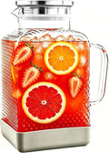 Glass Pitcher with Lid, 1 Gallon Glass Water Pitcher with Handle for