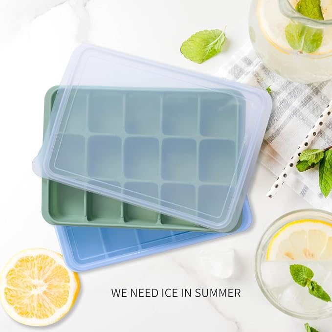 Ice Cube Trays Set of 2, Easy Release 15 Flexible Silicone Ice Cube Molds - Image 2