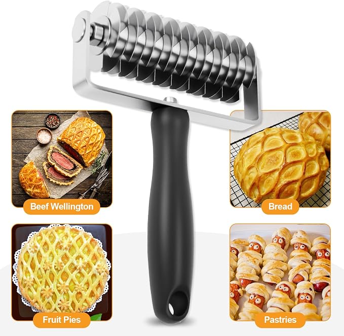 Ecavria Pastry Lattice Roller Cutter, Premium Stainless Steel Lattice Dough - Image 3