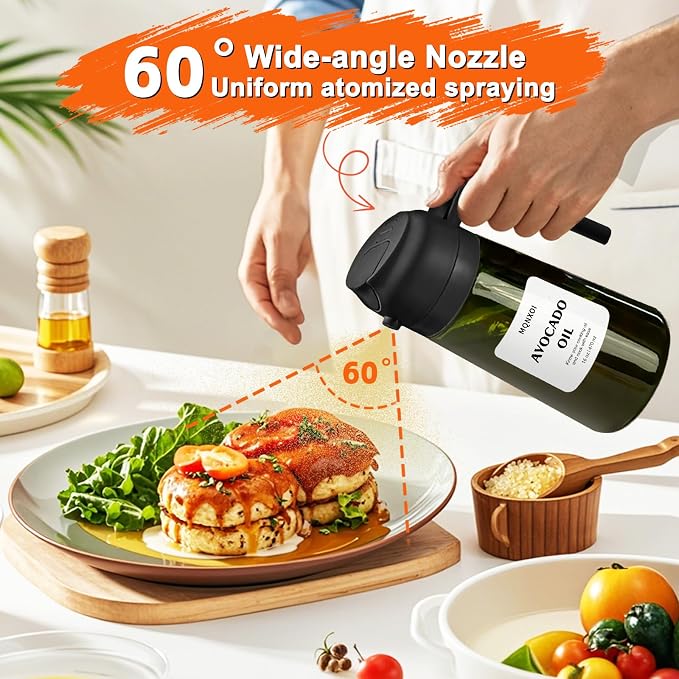 mqnxoi 2 in 1 Glass Oil Sprayer & Dispenser, 16oz/470ml Olive Cooking, Air Fryer - Image 4
