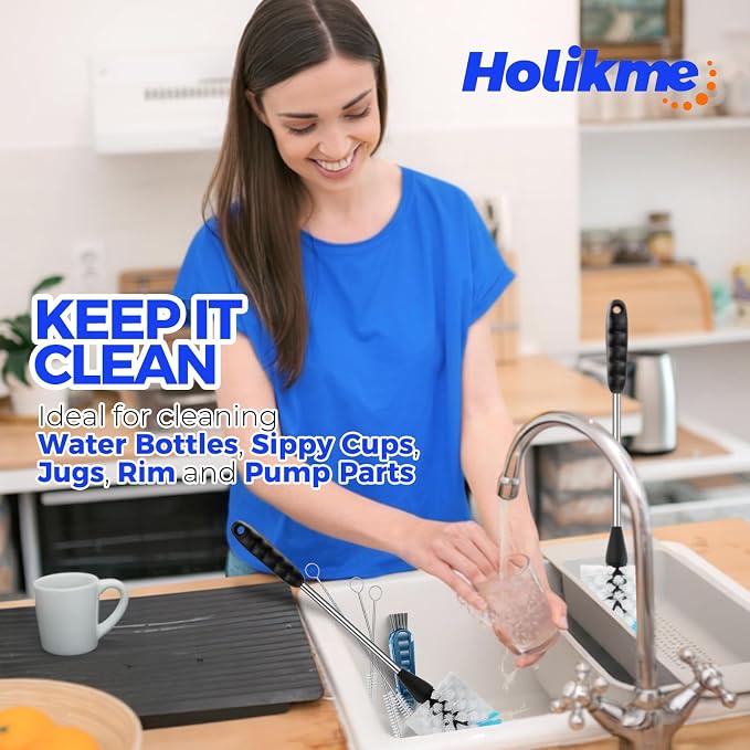 Holikme 6 Pack Bottle Brush Set, 3 Straw Brushes, 3-in-1 Bottle Cleaning Brush - Image 7
