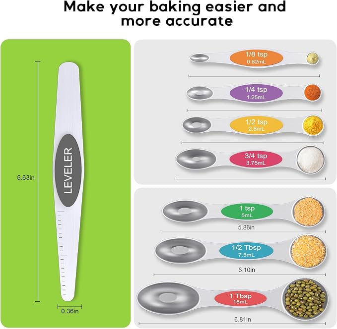 Magnetic Measuring Spoons Set Of 8, Heavy Duty 304 Stainless Steel Metal - Image 8