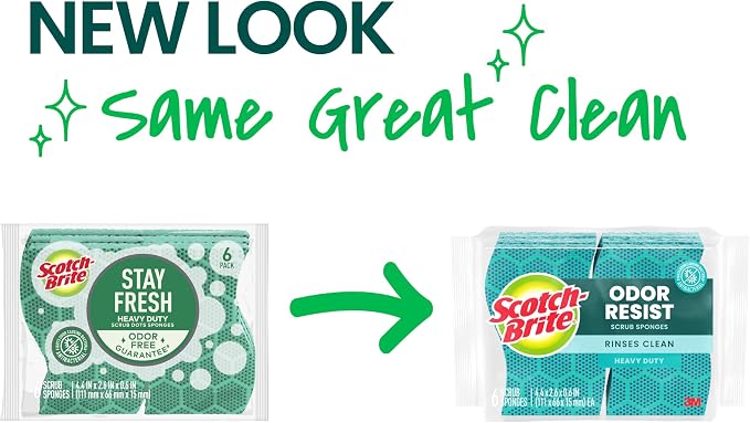 Scotch-Brite Odor Resist Heavy Duty Scrub Sponge, Dishwasher-Safe Kitchen - Image 2