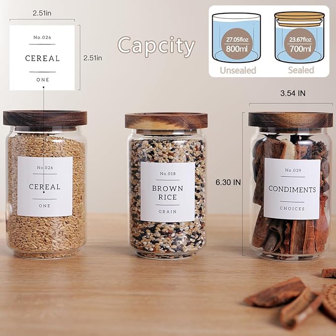 6 Set Glass Pantry Storage Jars - 23oz Thicken Glass Kitchen Canisters with 132 - Image 5