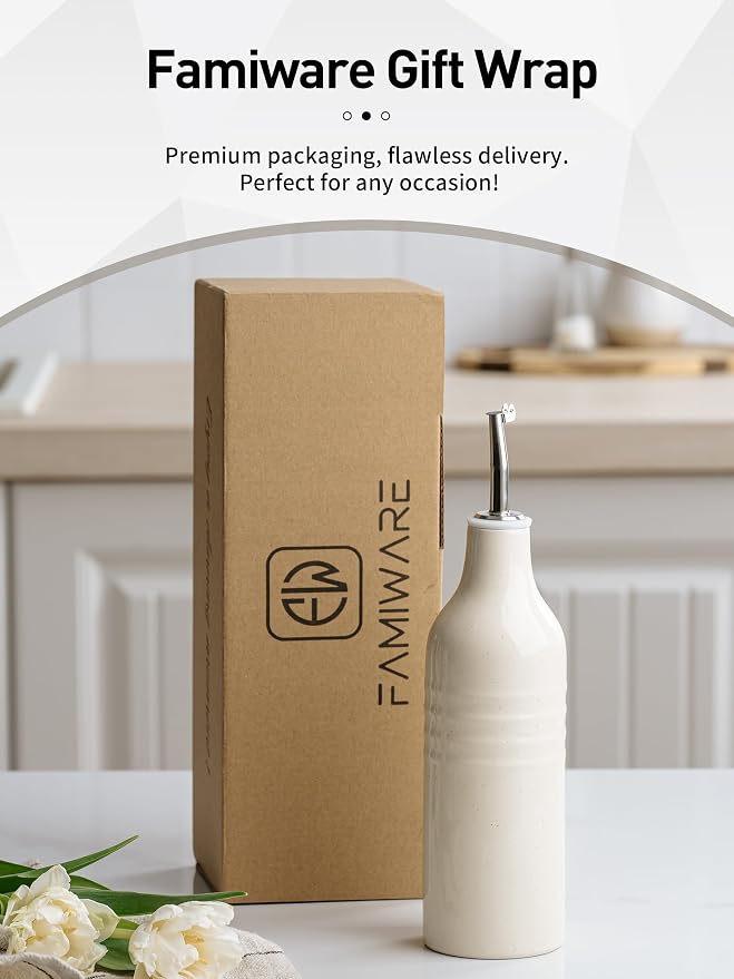 famiware Jupiter 16oz Ceramic Olive Oil Dispenser Bottle, 1 Piece Oil Dispenser - Image 5