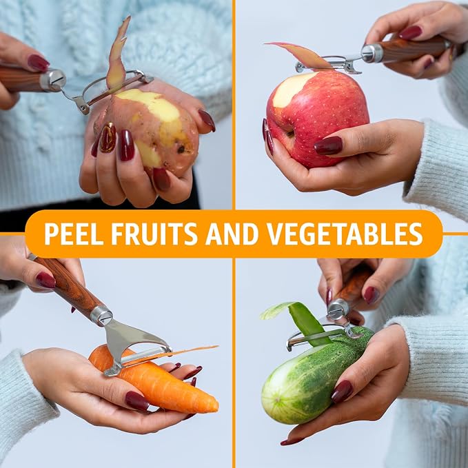 Potato Peeler Wooden Handle, Y Peeler Multifunctional Vegetable Peeler - Image 7