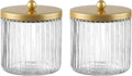 Matte Golden Yellow Set of 2 Glass Qtip Holder Dispenser Set for