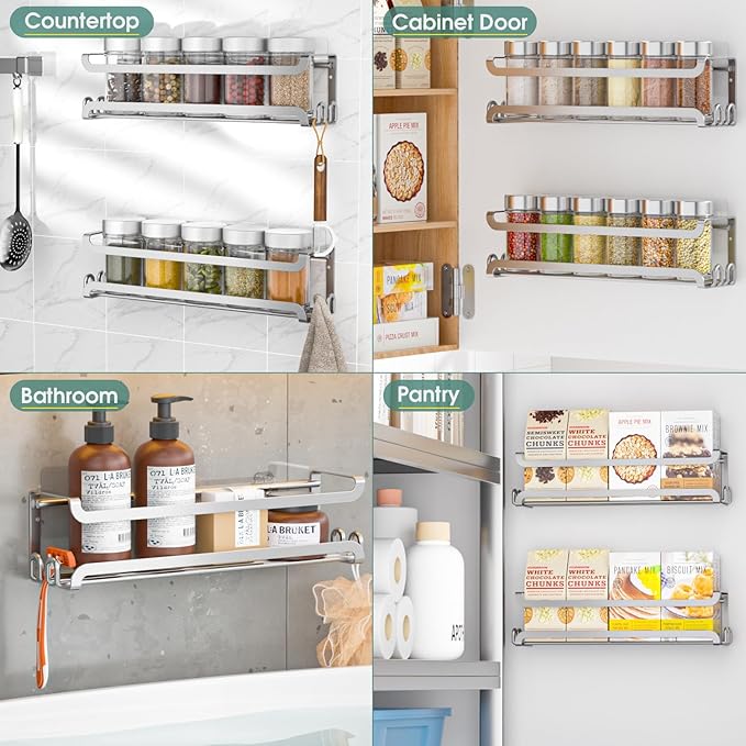 LUCYCAZ 2 Pack Wall Mounted Spice Rack - Image 7