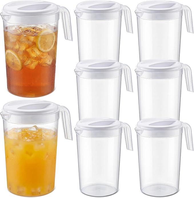 6 Pcs 4 Quart / 1 Gallon Plastic Pitchers by Unknown