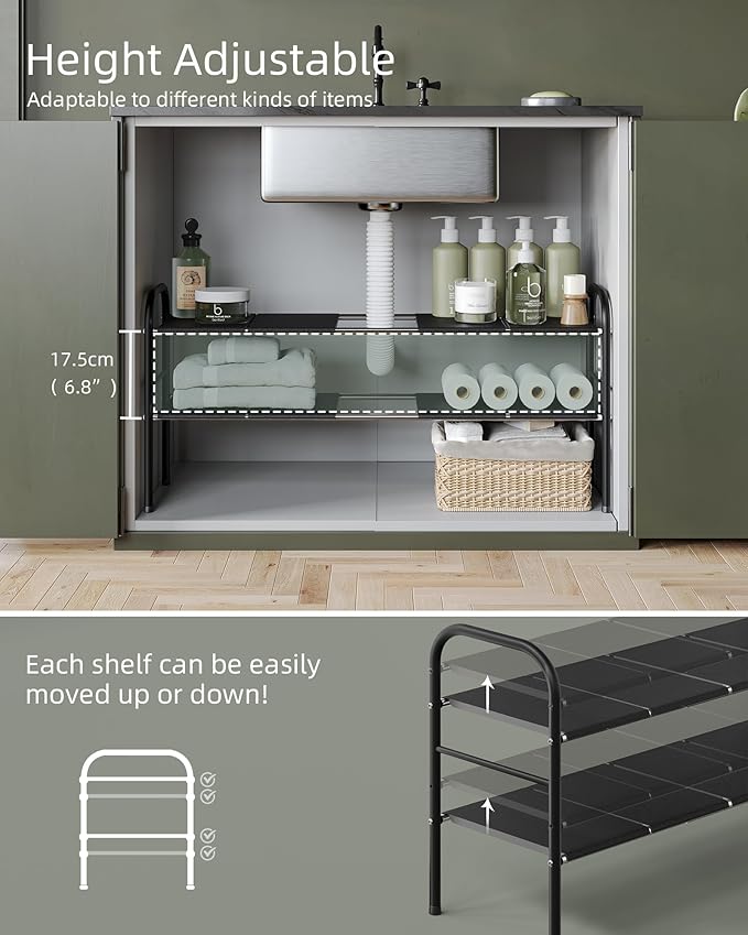 NETEL Under Sink Organizers and Storage, 2 Tier Expandable Under Cabinet - Image 5
