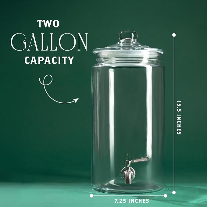 2 Gallon Glass Drink Dispenser - Image 2