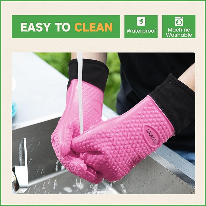 GEEKHOM BBQ Gloves Heat Resistant Oven Mitts - Image 3