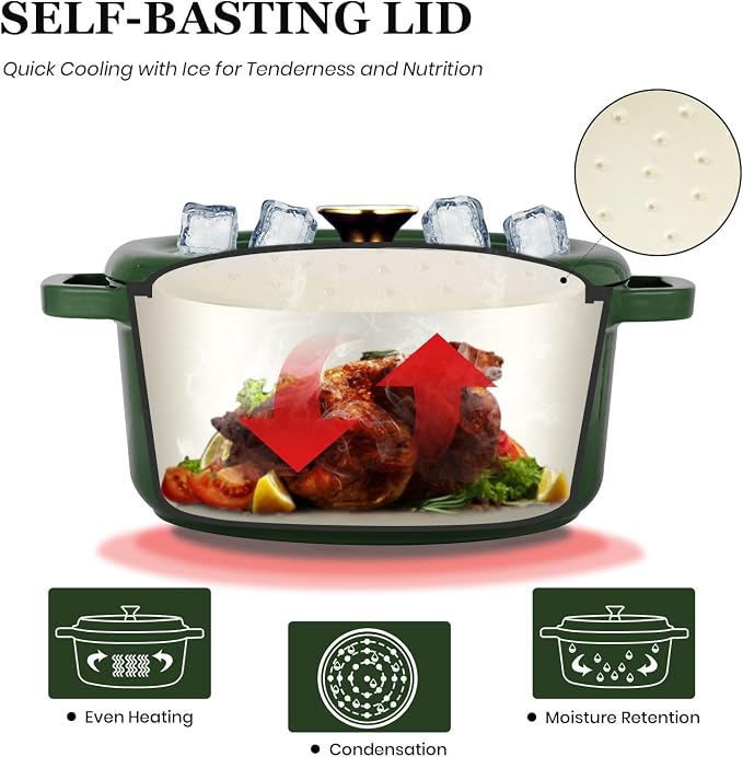 Overmont Enameled Cast Iron Dutch Oven - 5QT Pot - Heavy-Duty Cookware - Image 2