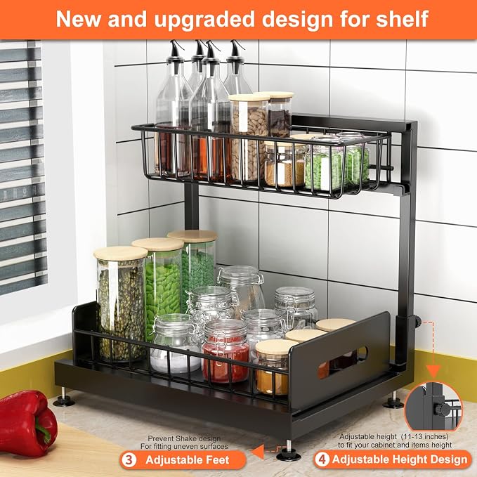2 Pack Under Sink Organizers and Storage, Pull Out Cabinet Organizer, 2-Tier - Image 3