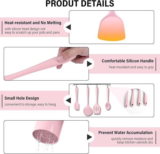 HaWare 11 PCS Silicone Cooking Utensils Set, Heat Resistant Kitchen Utensils - Image 4