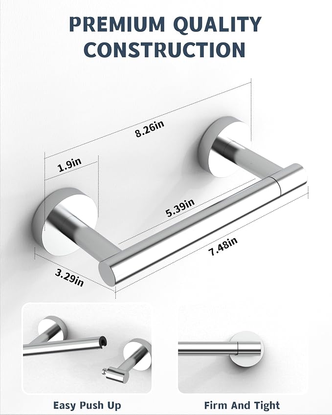RARXTR Polished Finish Toilet Paper Holder SUS304 Stainless Steel Double Post - Image 4