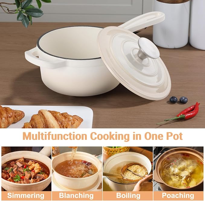 Enameled Cast Iron Sauce Pan, 1 Quart Enameled Saucepan - Image 6