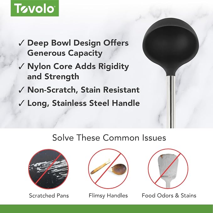 Tovolo Silicone Ladle With Stainless Steel Handle Deep Soup Ladle - Image 3