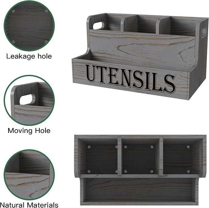 Suli Kitchen Utensils Holder, Wooden Utensil Organizer - Image 4