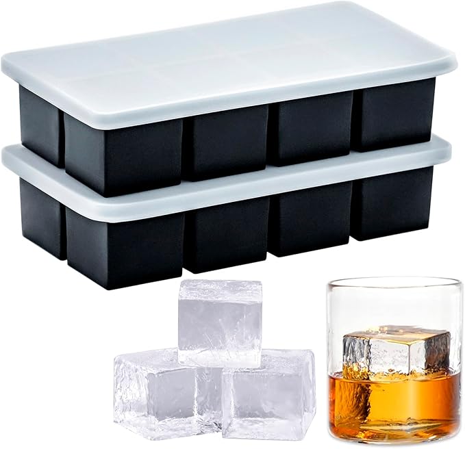 Bangp Large Ice Cube Tray for Whiskey, Metal Reinforced Frame Big Ice Cube Molds by Bangp