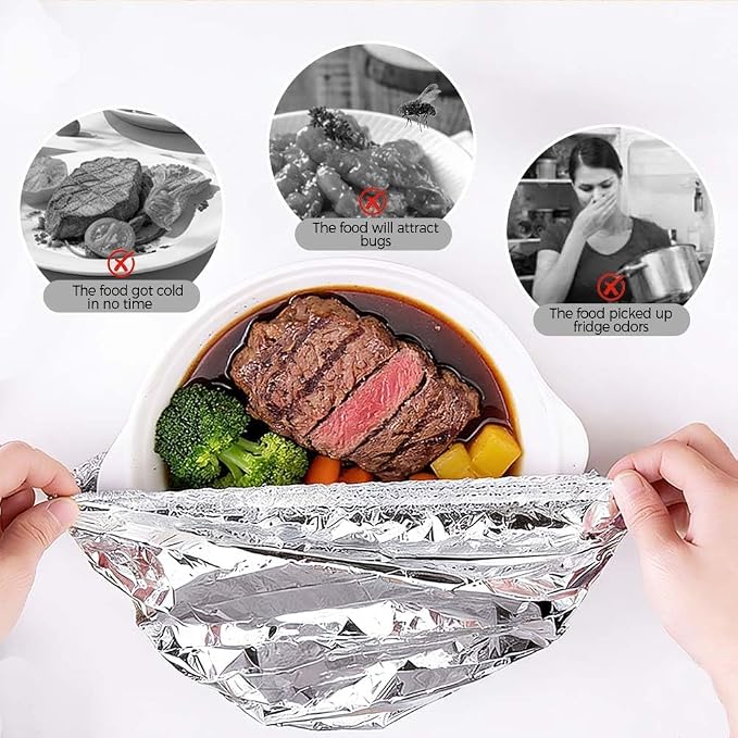 2026 New Reusable Aluminum Foil Food Covers, Pop Up Tin Foil Food Insulation - Image 4