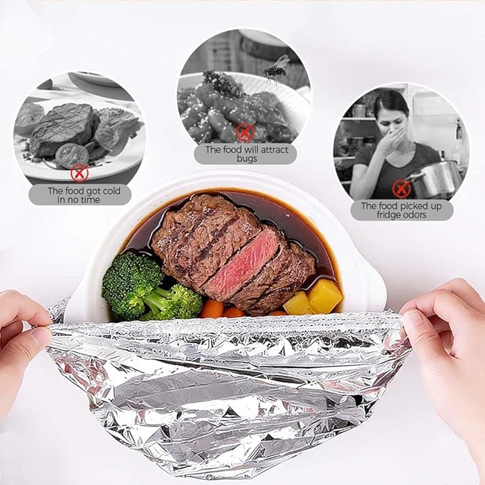 2026 New Reusable Aluminum Foil Food Covers, Pop Up Tin Foil Food Insulation - Image 4